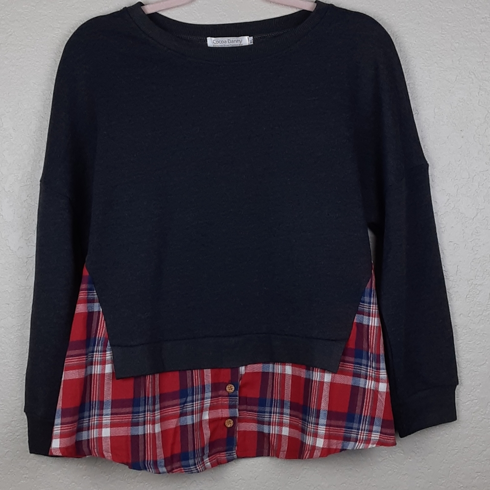 Cocoa Danny Gray Sweater w/Faux Plaid Shirt #0081